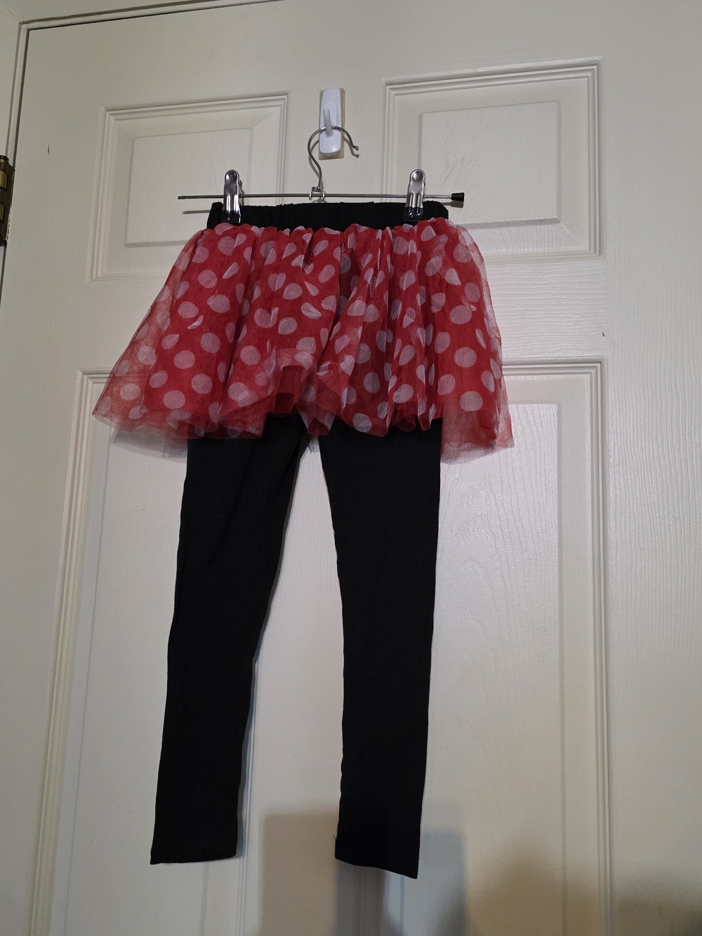 Minnie Black Leggings with Red Polka-Dot Tulle Skirt